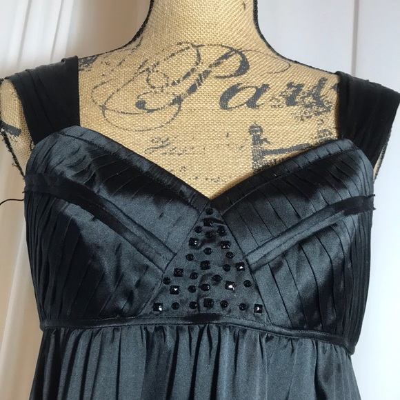 Arden B Black Silk Embellished Cami Tank Pleated - Picture 4 of 7